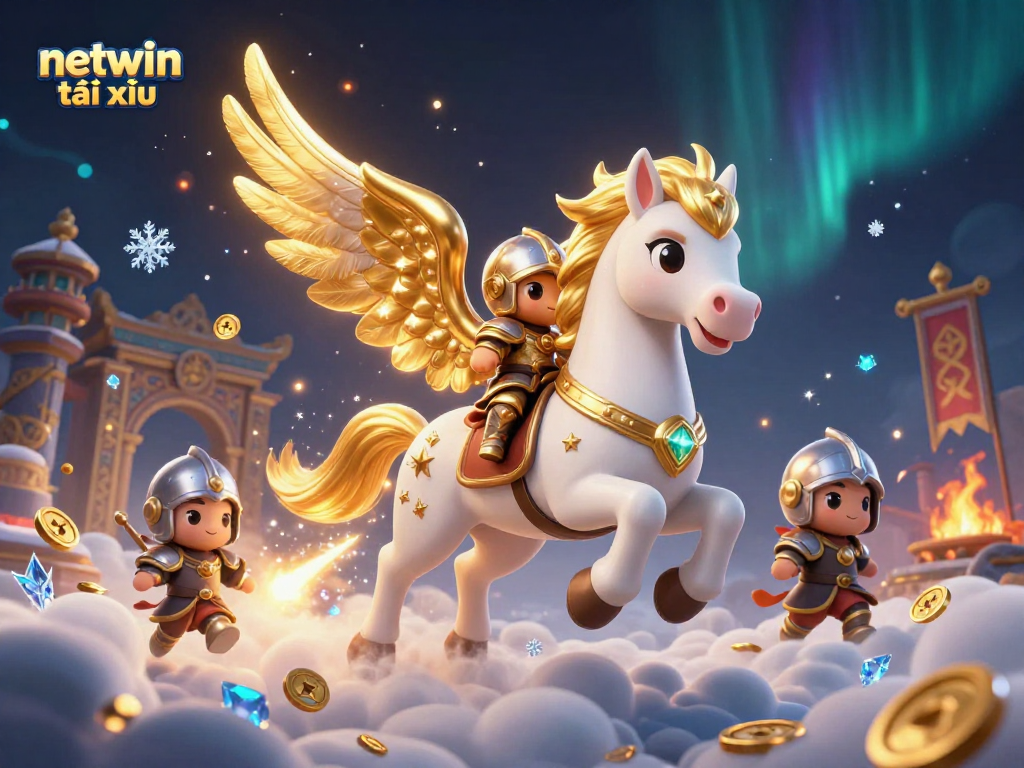 Engage in thrilling gameplay with netwin tài xỉu, featuring a celestial horse and knight.