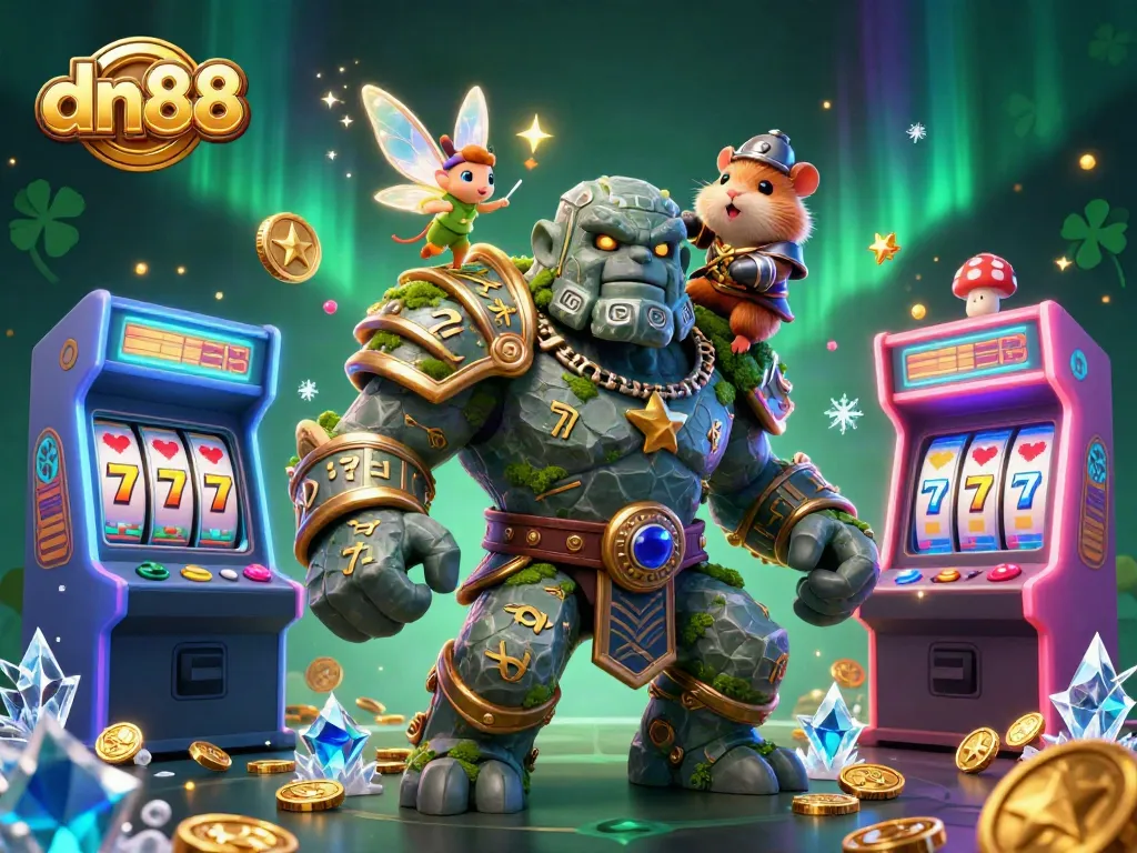 Experience the thrilling action of gambling with dn88 in a vibrant 3D casino adventure filled with characters and game elements.
