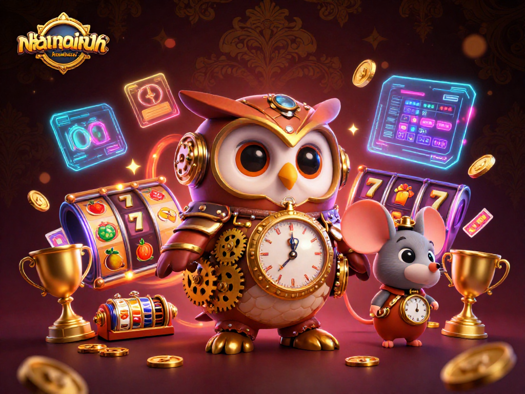 Experience thrilling slots excitement with nhandinhkeonhacai in a vibrant 3D casino scene.