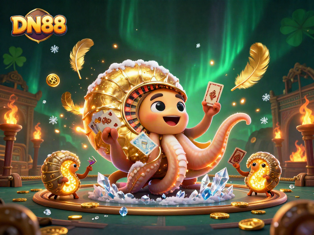 Engage in thrilling gameplay with DN88's ancient nautilus roulette wheel and glowing companions.