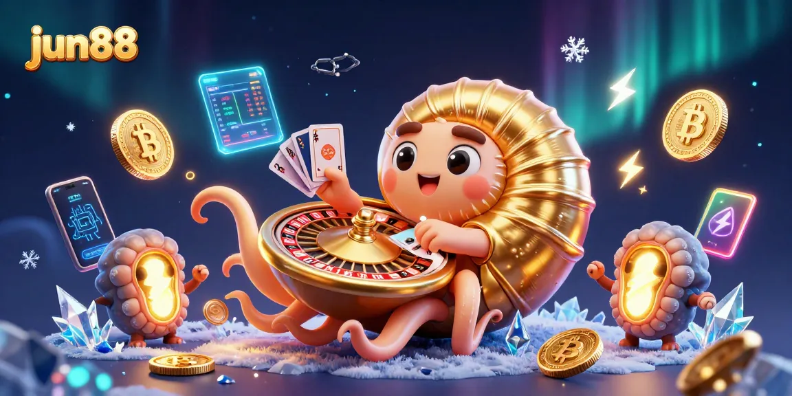 Experience thrilling gameplay with jun88 at the online casino, featuring illuminated nautilus and winning cards.