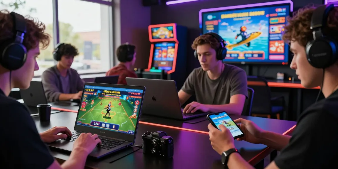 Engaging TK999 gaming scene with players enjoying live casino and sports betting on various devices.