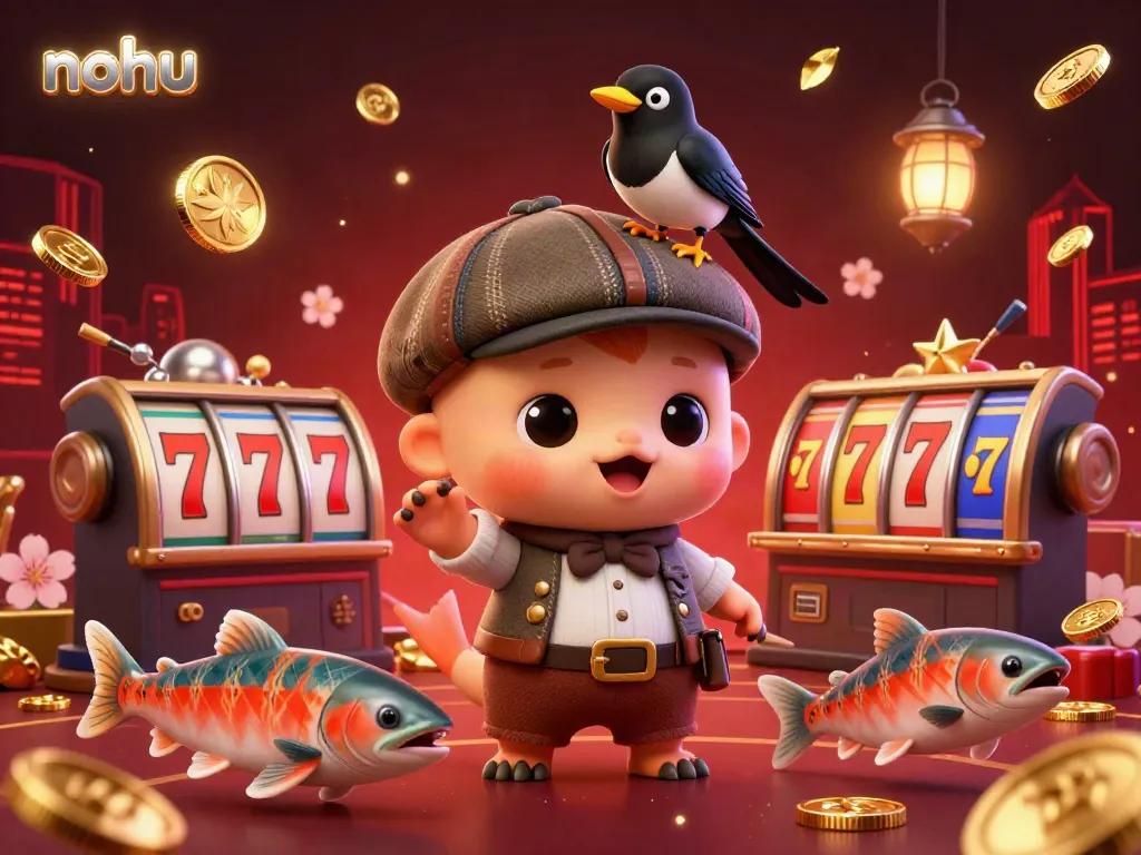 Experience thrilling gameplay with nohu as colorful gambling elements surround a playful babe Nessie.