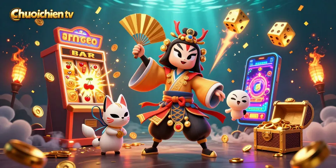 Engage with chuoichien tv's live sports action featuring vibrant characters, slot machines, and dynamic gameplay.