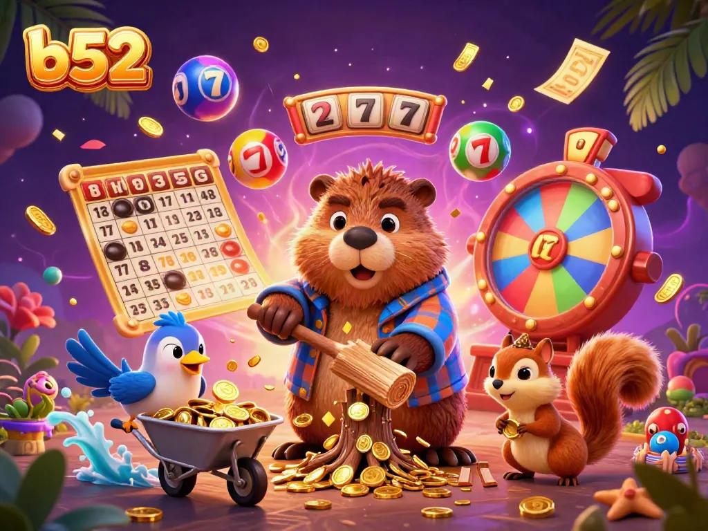 Play slots with b52's exciting 3D beaver and friends, winning golden coins and prizes!