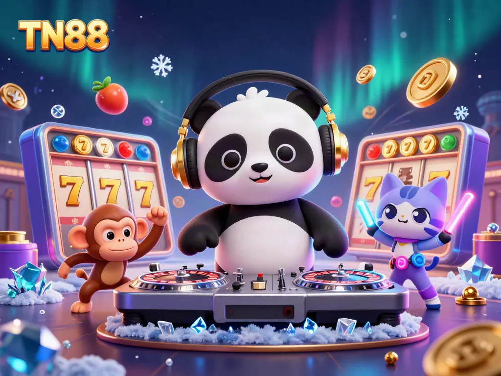 Experience the thrill of casino excitement with TN88 featuring a DJ panda, breakdancing monkey, and rave kitten.