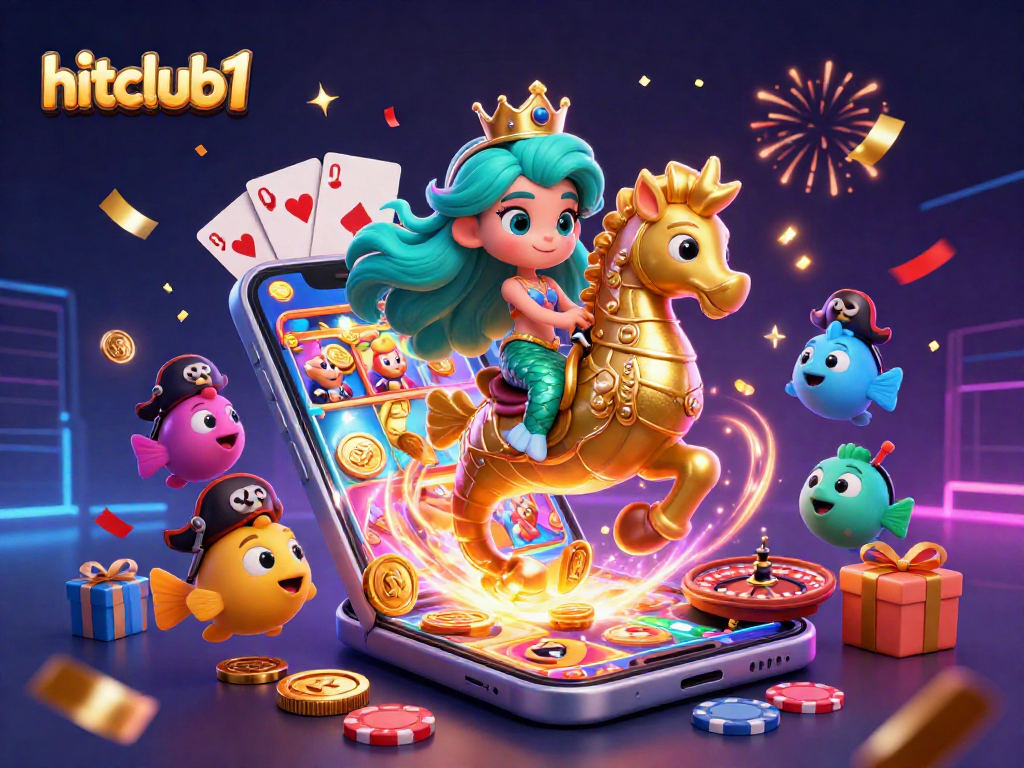 Engage in exciting gameplay with hitclub1, featuring a mermaid princess in a vibrant casino illustration.