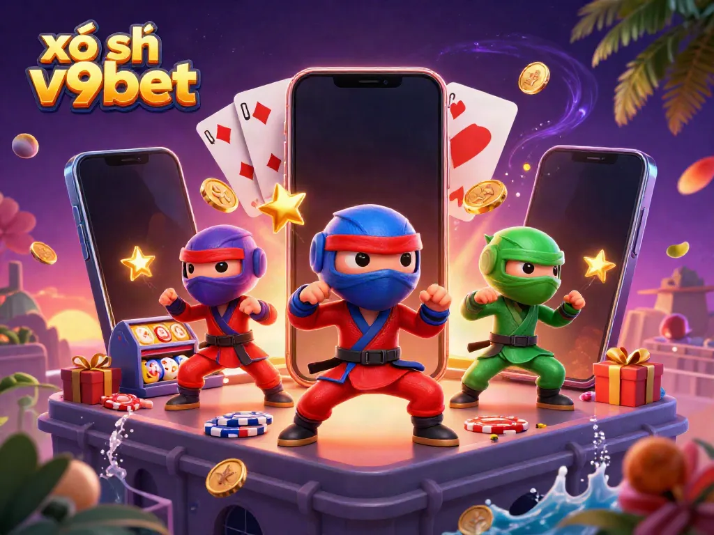 Engage with xổ số v9bet and watch vibrant lottery excitement unfold through a captivating illustration.
