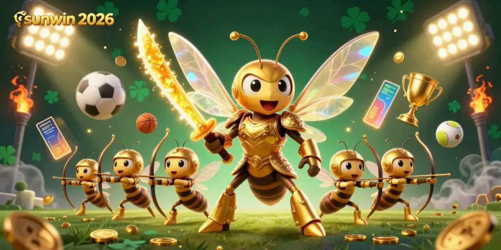 Experience the excitement of sunwin 2026 with a vibrant 3D illustration bursting with sports elements.