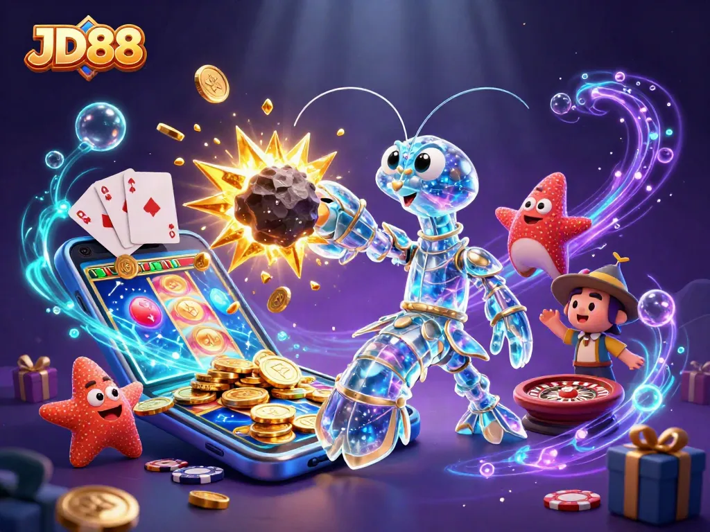 Experience the thrill of JD88 online gaming with our captivating cosmic slot game illustration.