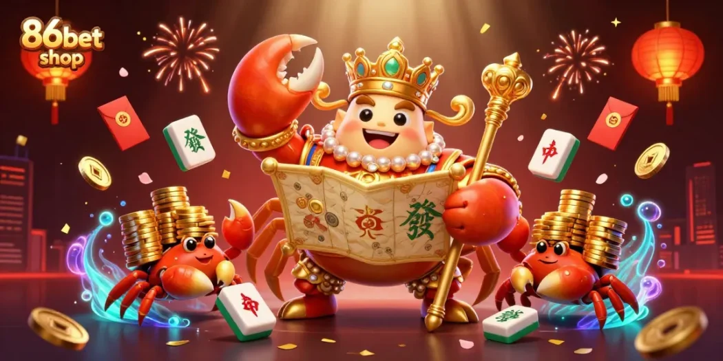 Engage with thrilling games at 86bet shop featuring a colorful casino scene.