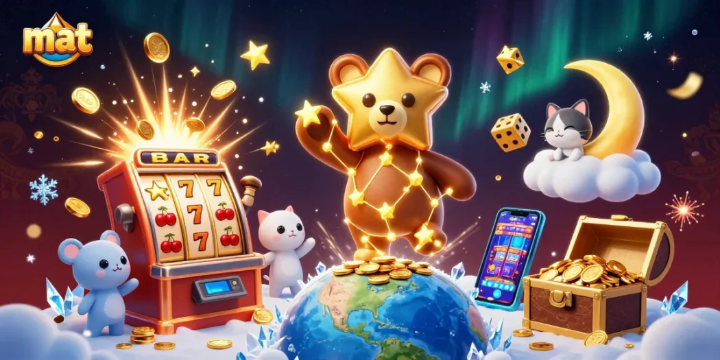 Experience captivating gameplay at mat's online casino with a bear and a jackpot explosion.