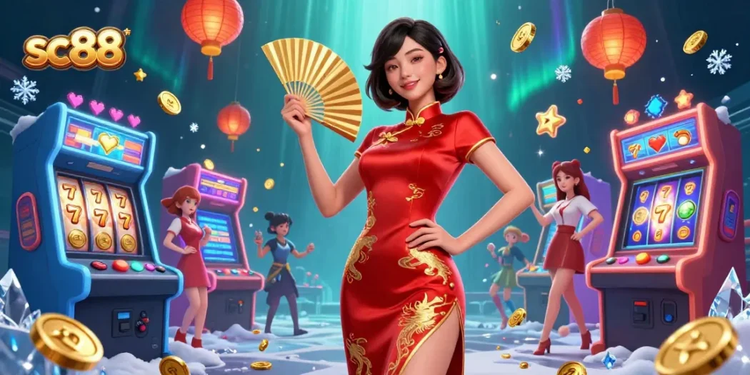 Experience thrilling gaming action with sc88 through vibrant Asian aesthetics and dynamic casino elements.