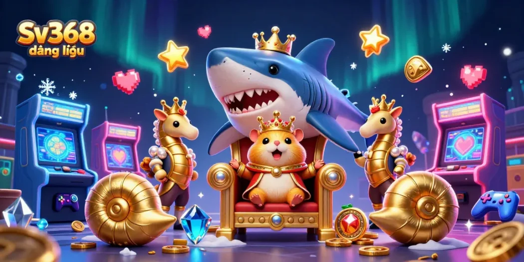 Engage with Sv368 đăng nhập for thrilling casino experiences featuring vibrant characters, gold coins, and game machines.
