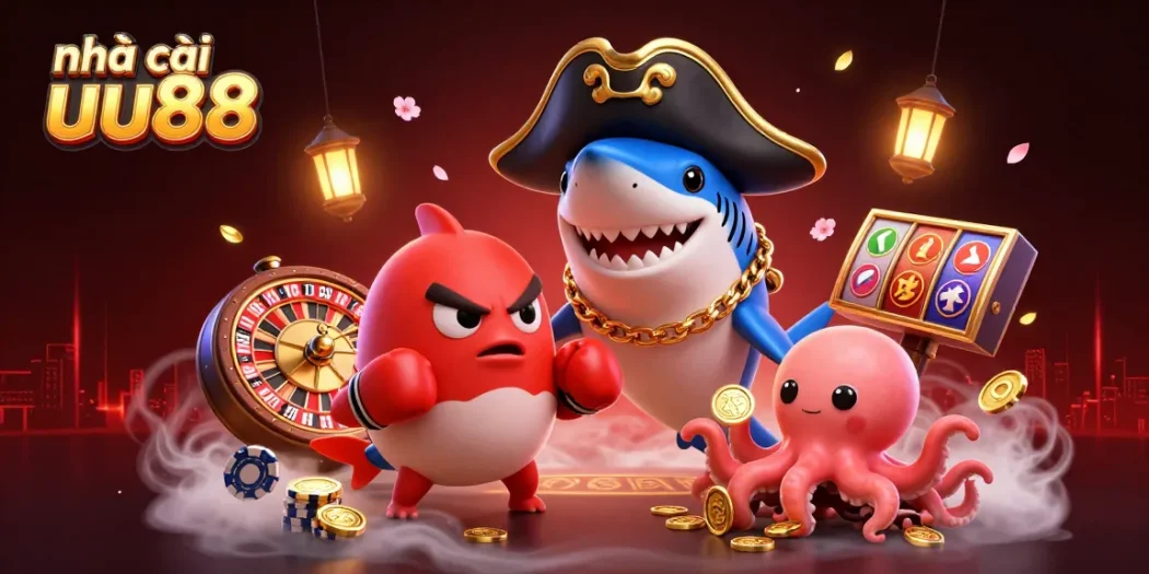 Engage in thrilling gameplay at nhà cái uu88 with vibrant characters and dynamic casino elements in a lively scene.