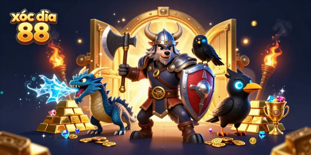 Xóc đĩa 88 players enjoying a vibrant casino scene filled with treasures and excitement.
