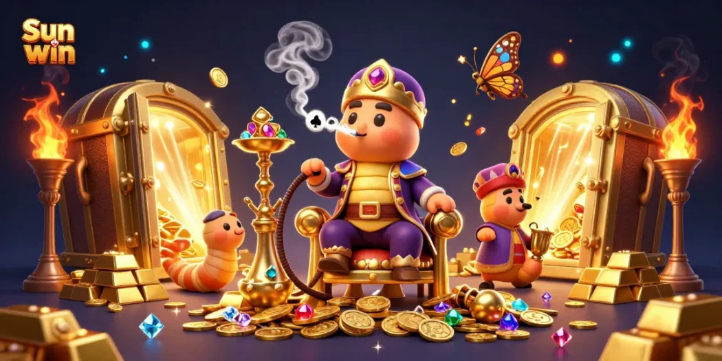 Experience the excitement of Sun win with captivating casino elements in this vibrant illustration.