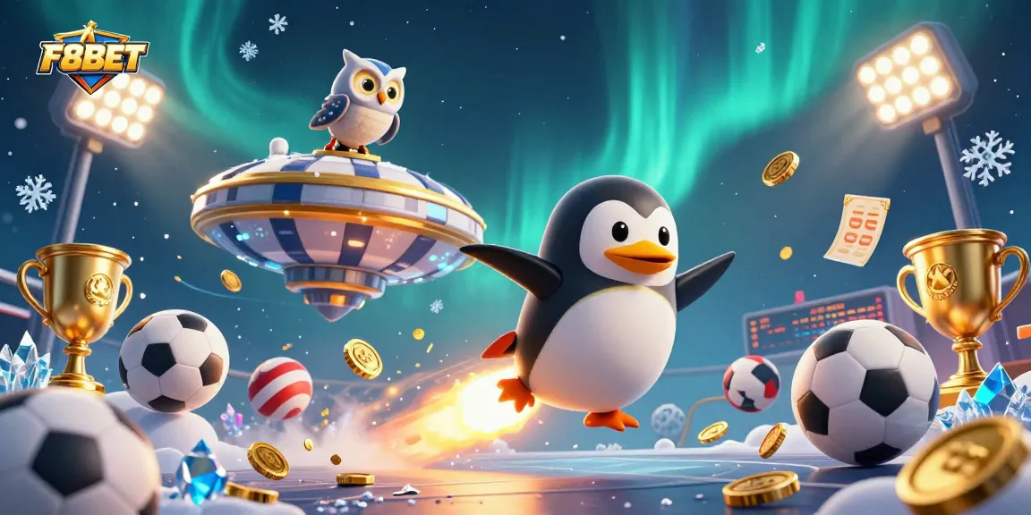 Experience F8BET's thrilling casino adventure with golden penguins and dynamic sports action!