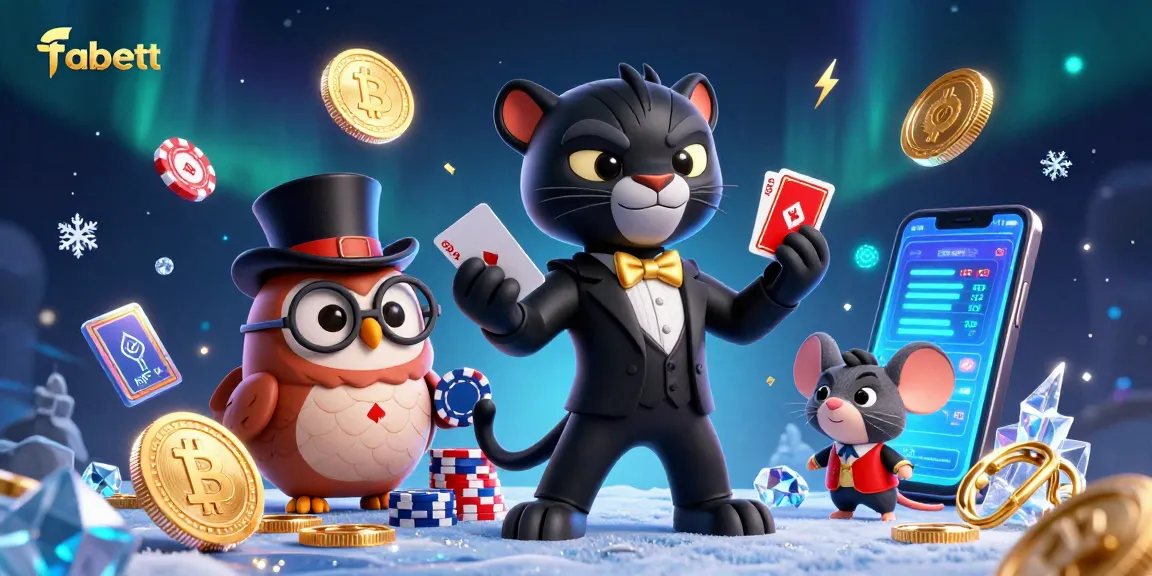 Experience fabett's elegant card dealing under northern lights with glowing crypto coins.