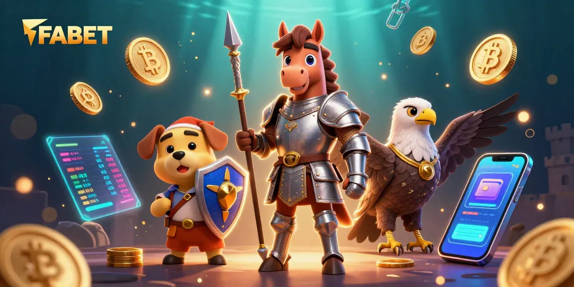 Experience FABET's thrilling adventure with a knight and crypto elements in an immersive 3D scene.